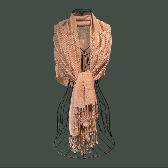 2 WOMENS SCARF WRAPS IN TURQUOISE & TAN. - Picture 3 of 9